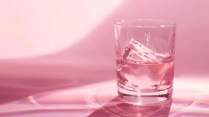 Empty glass on a pink background Glass transparent cocktail glass Glassware : Generative AI