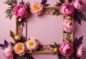 Obraz premium Frame made of beautiful flowers of different matellic colours on transparent background a concept summer flowers