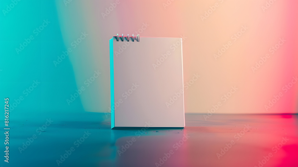 Leinwandbilder selective focus white blank notepad under copyspace on colored background : generative ai