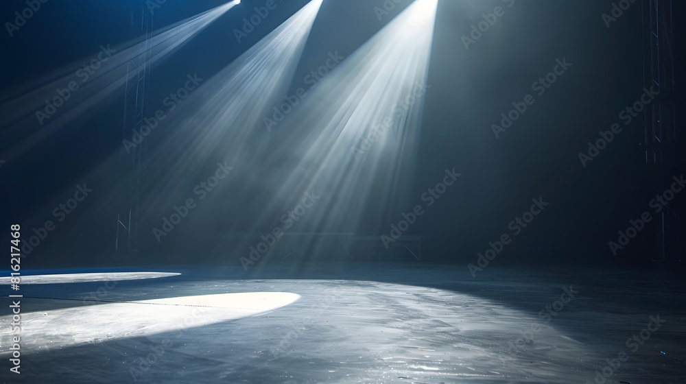 Poster close up of light beam at the empty stage with copy space : generative ai