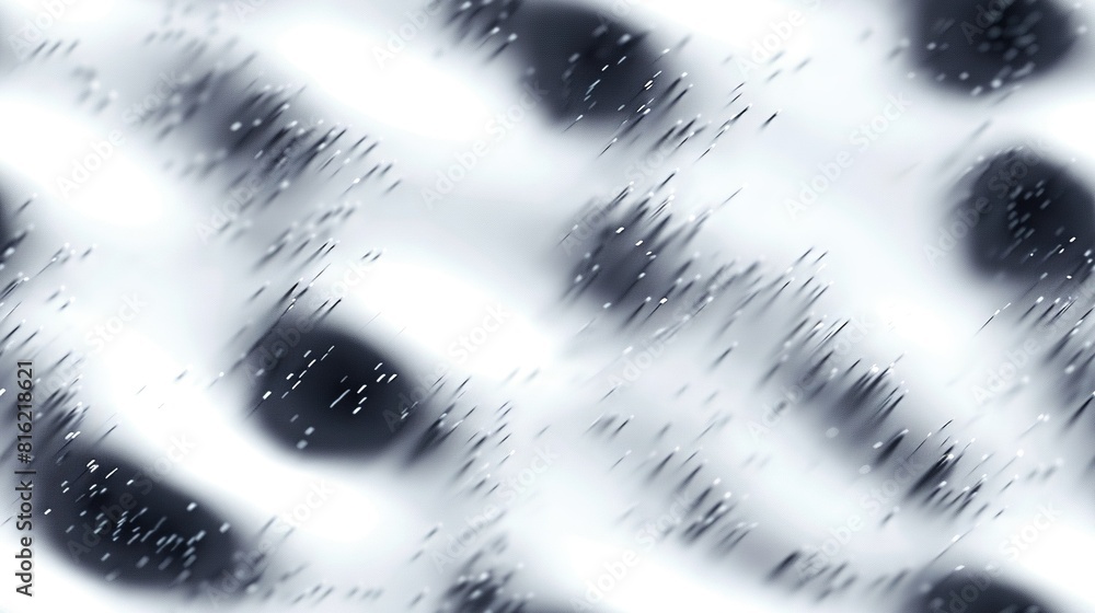 Poster blurry b&w image with many black dots on a dark background