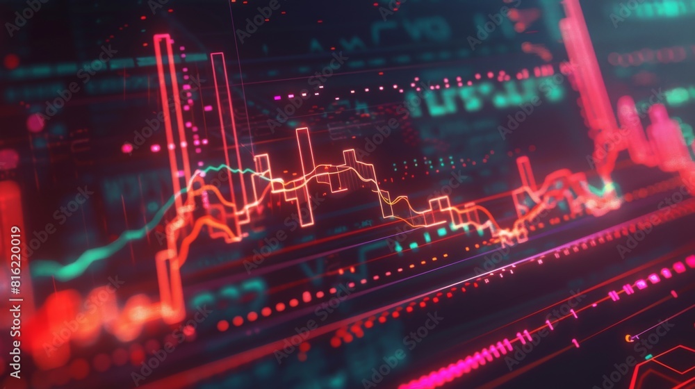 Leinwandbilder Fundamental and technical analysis for professional technical trading as concept. Digital graph of financial instruments with some indicators including