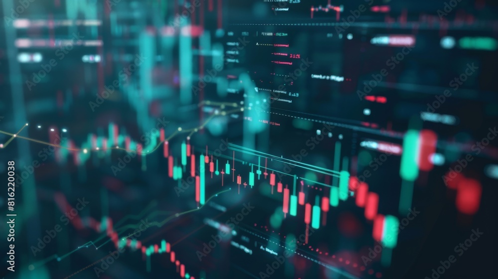 Aufkleber fundamental and technical analysis for professional technical trading as concept. digital graph of f