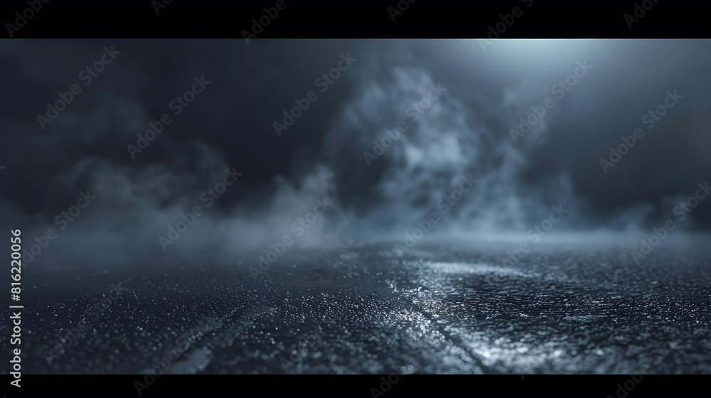 Poster dark street asphalt abstract dark blue background empty dark mountain range scene with smoke mist co