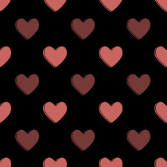 Valentine pattern seamless heart shape beige colors background.