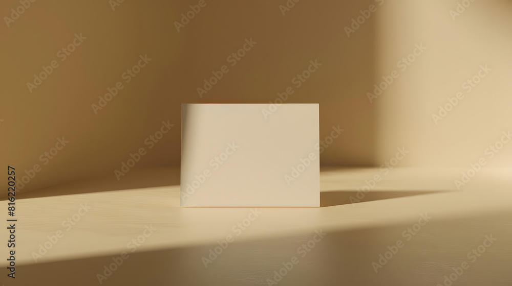 Poster Elegant classic minimalist business branding template blank paper card with mock up copy space on a warm neutral beige background : Generative AI