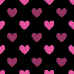 Valentine pattern seamless heart shape black pink color background.