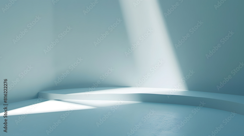 Poster Light soft minimal background mockup for product presentation Corner of room with shadows from different angles delicate light blue color : Generative AI