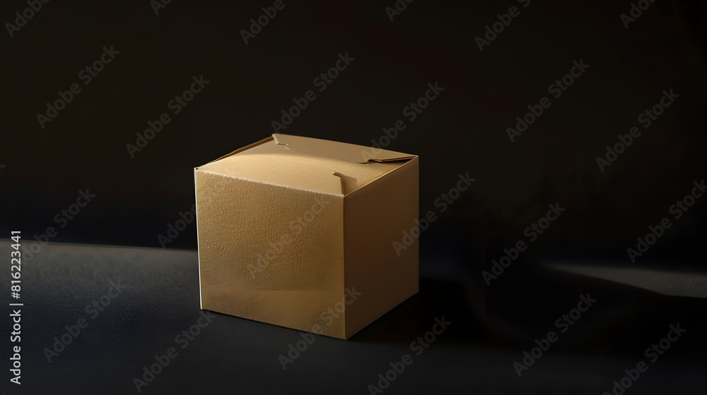 Aufkleber paper box isolated on black background : generative ai