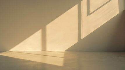 Empty wall with shadow overlay Room with warm light : Generative AI