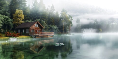 house near the lake Generative AI