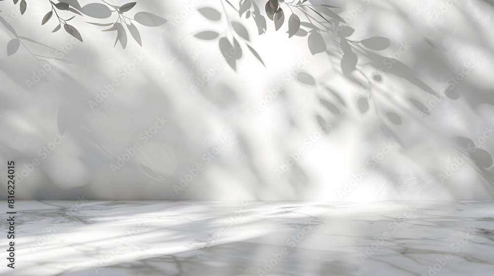 Poster minimalistic light background with blurred foliage shadow on a light wall beautiful background for p