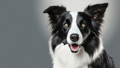 Portrait of a Happy Border Collie with a Black and White Coat