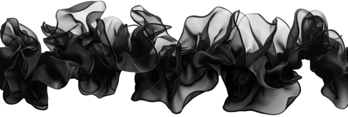 Dramatic black ruffle texture with waves, ideal for fashion and design backgrounds