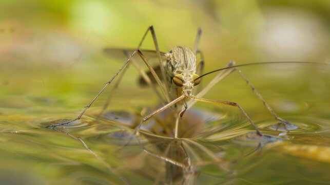 Macro of Gerris lacustris or common pond skater