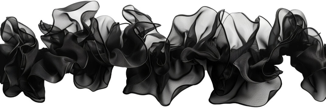 Dramatic black ruffle texture with waves, ideal for fashion and design backgrounds