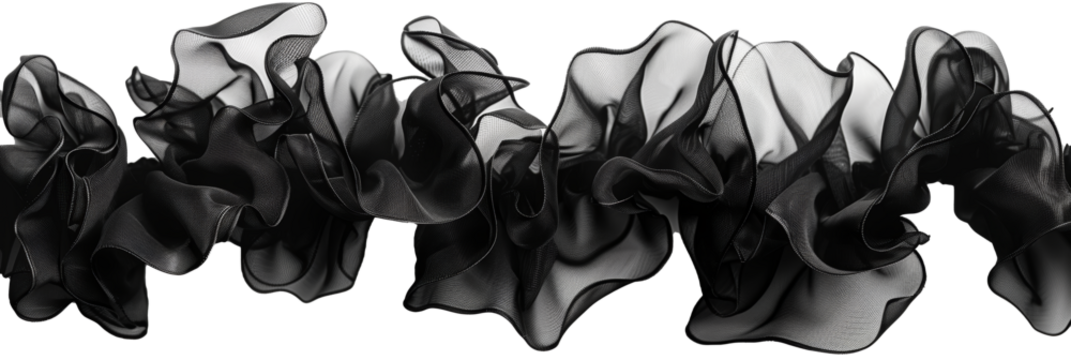 Dramatic black ruffle texture with waves, ideal for fashion and design backgrounds