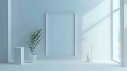 Blank empty picture frame mockup Artwork template in interior design : Generative AI