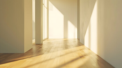 Obraz premium Modern empty interior with wooden floor and white walls : Generative AI