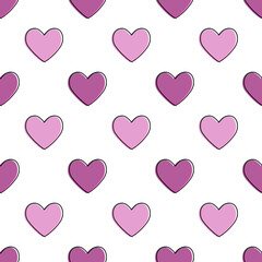 Valentine pattern seamless heart shape purple colors background.