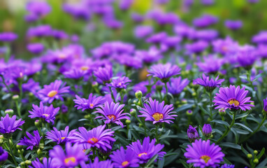 Obraz premium field of purple asters,
