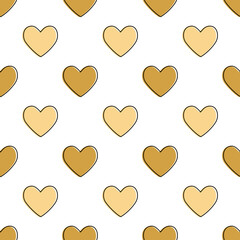 Valentine pattern seamless heart shape beige colors background.