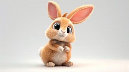 Cute Easter Bunny on white background. Cute bunny