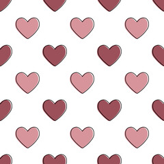 Valentine pattern seamless heart shape beige colors background.