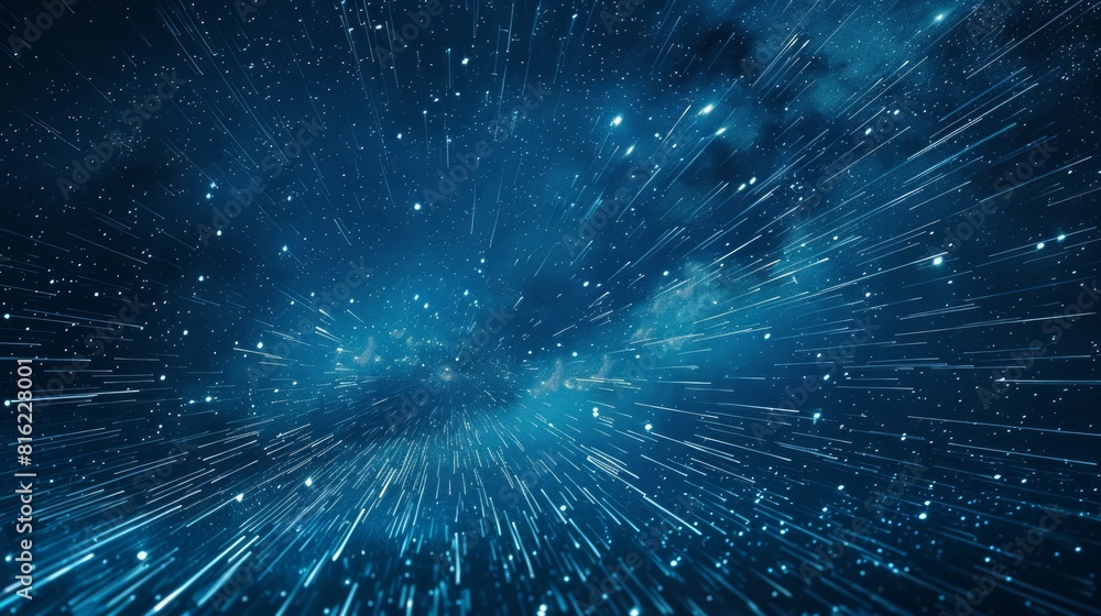 Wall mural abstract blue night sky with star trails forming a circular pattern.