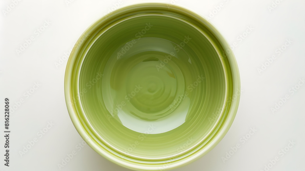Poster new empty green ceramic bowl isolated on white background top view : generative ai