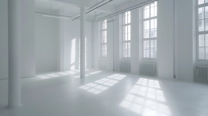 Empty bright white room in old building in berlin : Generative AI