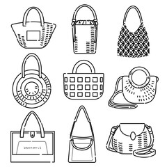 かご＆クリアバッグセット　線画