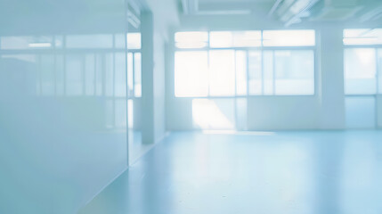 Abstract blurred modern workspace background white indoor interior office or hospital with window and the light with copy space Blurry backgrounds for advertising and business presenta : Generative AI