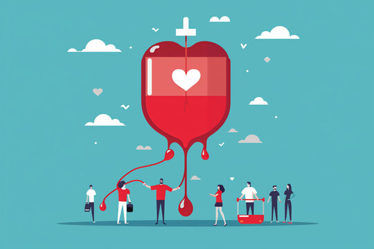 Group of People Around Red Blood Bag