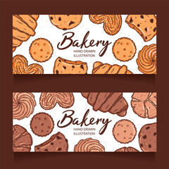 Vector backery and confectionery template. Hand drawn  oat and chocolate cookies and other sweets