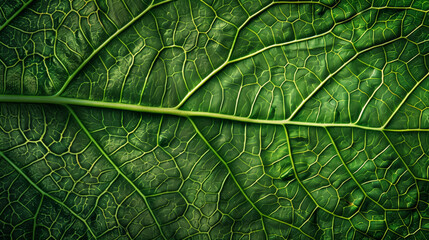 Obraz premium Texture of a leaf, intricate network of veins, vivid green color.