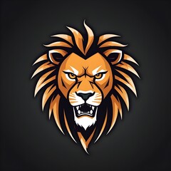 lion illustration on black, lion head on black