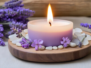 Candlelit Meditation amid Lavender and Stones.