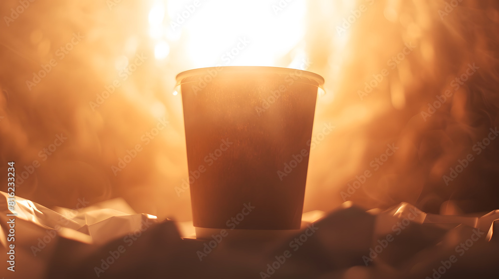 Aufkleber recycled paper cup use as background on recycling theme : generative ai