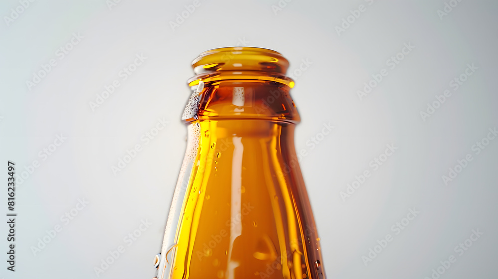 Poster glass empty beer bottle on white background : generative ai