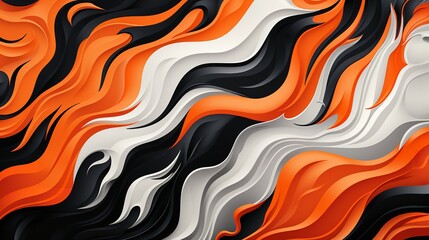 A high-resolution image of a black, orange, and white striped background. The stripes are smooth and flowing, with no breaks or imperfections. The colors are vibrant and eye-catching