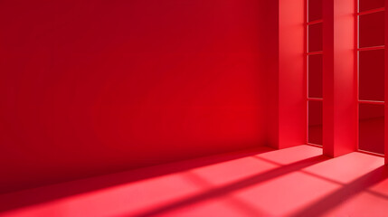 Abstract red studio background for product presentation Backdrop with shadows of window for display product : Generative AI