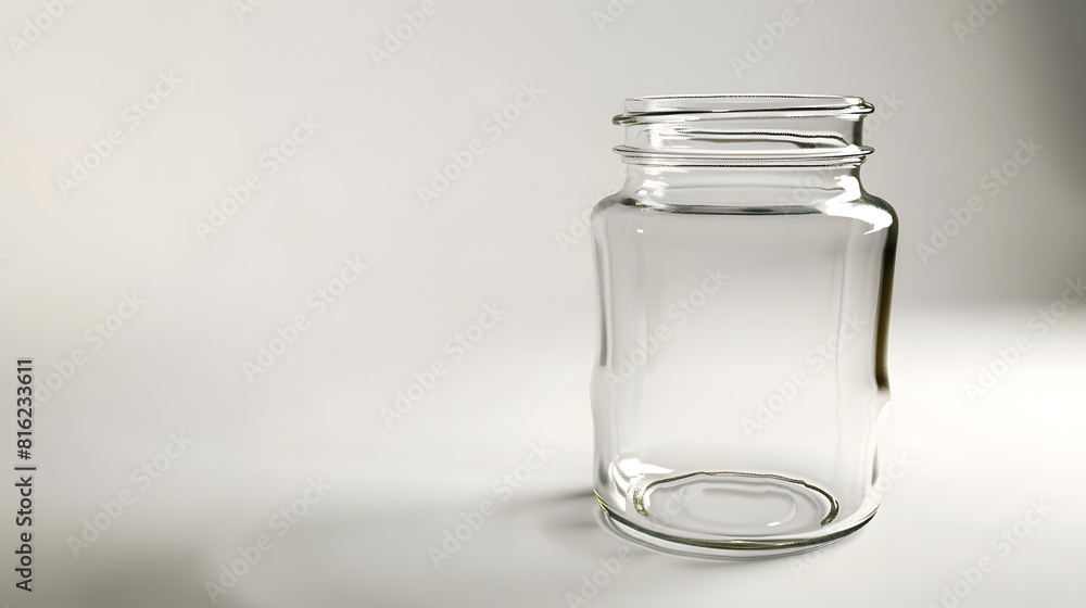 Poster open empty glass jar for food and canned food isolated on white background with clipping path : gene