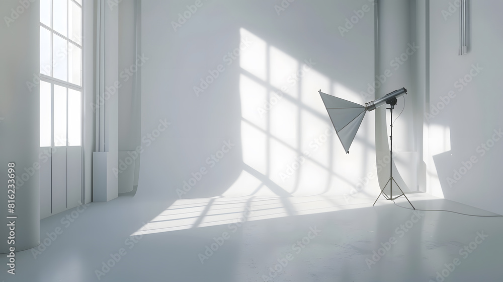 Poster white studio room with sunlight and shadows background : generative ai