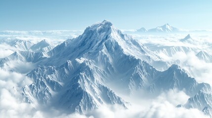 Obraz premium A majestic mountain range, its snow-capped peaks piercing through the clouds in a breathtaking display of grandeur