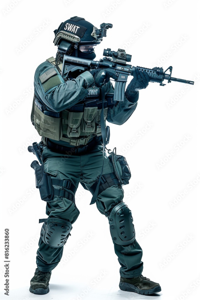 Sticker Portrait of a special police force SWAT tactical team soldier