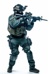 Portrait of a special police force SWAT tactical team soldier