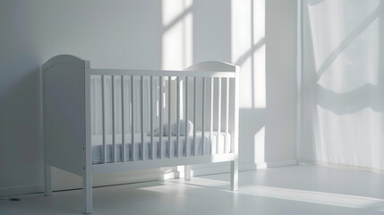 Naklejka premium white baby bed Waiting for a baby : Generative AI