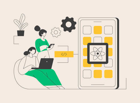 React native mobile app abstract concept vector illustration.