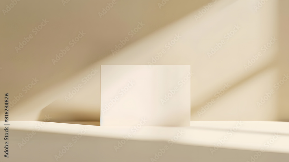 Aufkleber Elegant classic minimalist business branding template blank paper card with mock up copy space on a warm neutral beige background : Generative AI